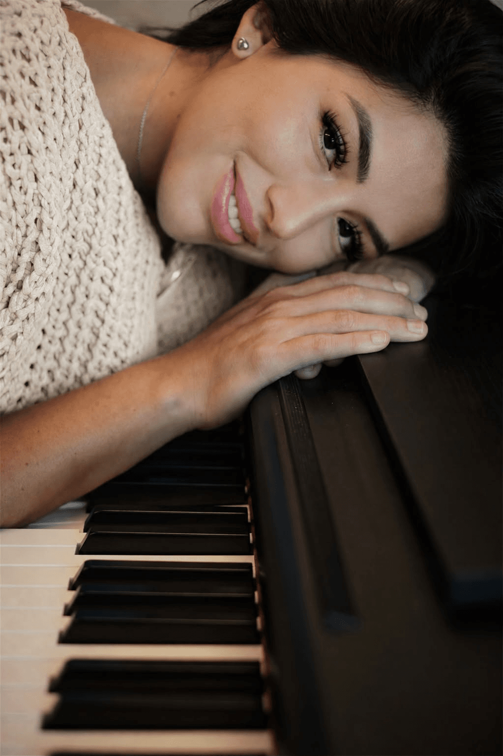 Frances Mariel at the piano